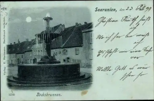 Ak Saarunion Bas Rhin Elsass Lothringen, Bocksbrunnen