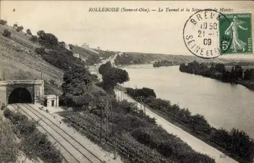 Ak Rolleboise Yvelines, Tunnel, Seine