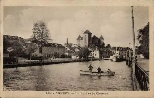 Ak Annecy Haute Savoie, Hafen, Schloss