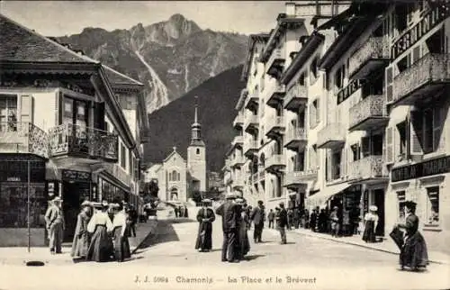 Ak Chamonix Haute-Savoie, La Place und le Brevent, Apotheke