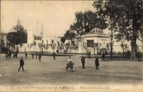 Ak Marseille Bouches du Rhône, Exposition Coloniale, Palais de la Tunisie