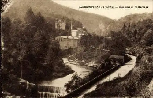 Ak Largentière Ardèche, Moulinet, Staudamm