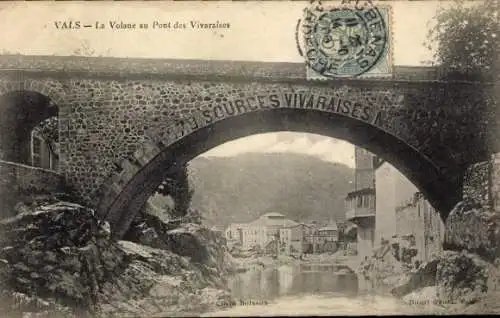 Ak Vals les Bains Ardèche, Volane am Pont des Vivaraises