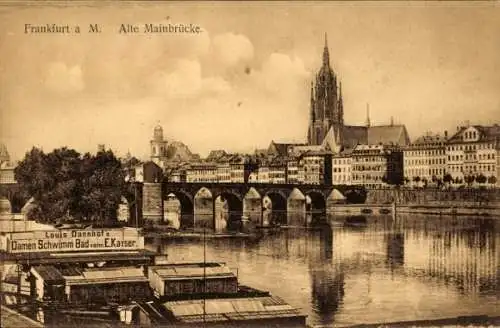 Ak Frankfurt am Main, Alte Mainbrücke