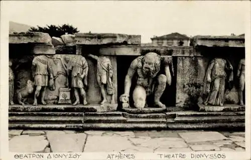 Foto Ak Athen Griechenland, Reliefs aus dem Theater des Dionysos