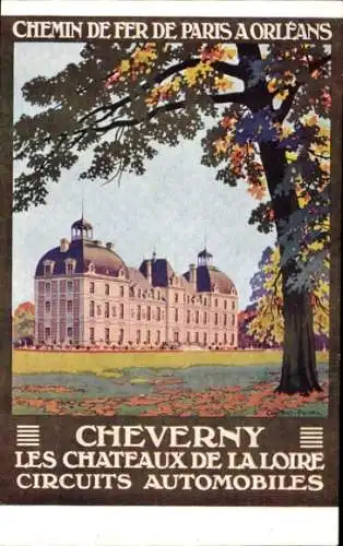 Künstler Ak Duval, C., Cour-Cheverny Loir-et-Cher, Les Chateaux de la Loire, Automobile Circuits