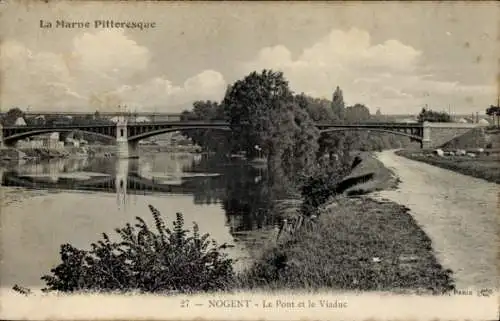 Ak Nogent sur Marne Val de Marne, Pont, Viaduc