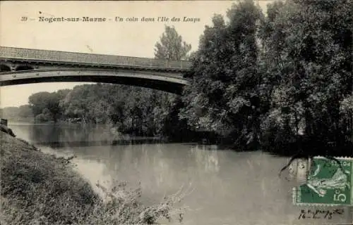 Ak Nogent sur Marne Val de Marne, Ile des Loups, Pont