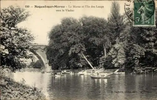 Ak Nogent sur Marne Val de Marne, Ile des Loups, Viaduc