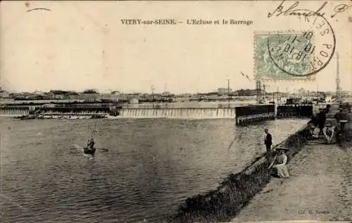 Ak Vitry sur Seine Val de Marne, Ecluse, Barrage