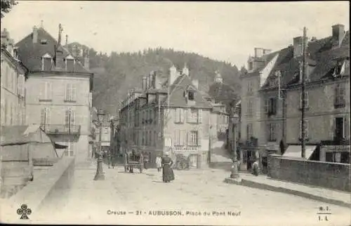 Ak Aubusson Creuse, Place du Pont Neuf