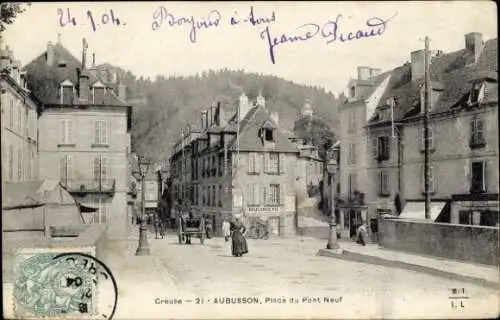 Ak Aubusson Creuse, Place du Pont Neuf