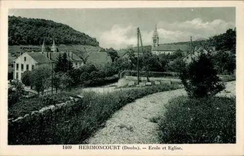 Ak Hérimoncourt Doubs, Schule, Kirche