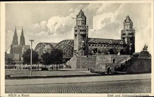 Ak Köln am Rhein, Dom, Hohenzollernbrücke