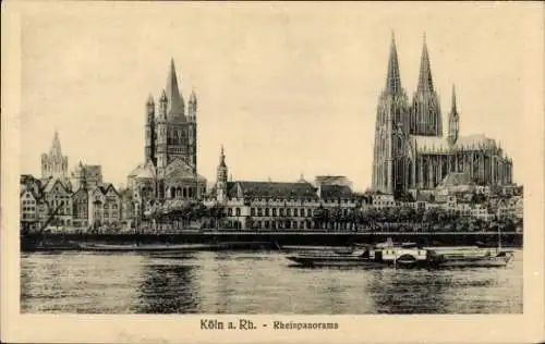 Ak Köln am Rhein, Rheinpanorama, Dom, Schiff