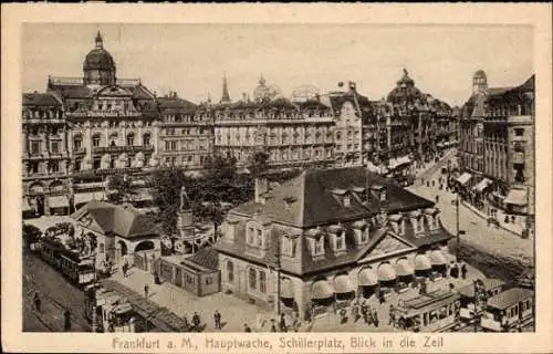 Ak Frankfurt am Main, Hauptwache, Schillerplatz, Blick in die Zeil