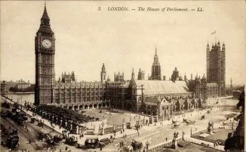 Ak City of Westminster, London, England, Häuser des Parlaments