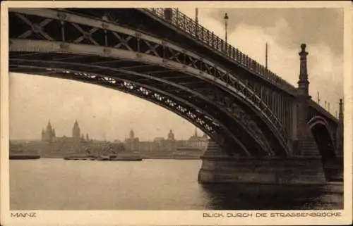 Ak Mainz am Rhein, Blick durch die Straßenbrücke