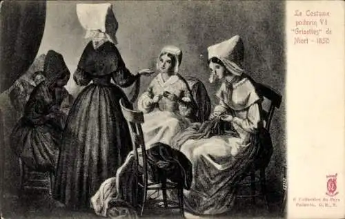 Ak Frauen in französischer Tracht, Jahr 1850