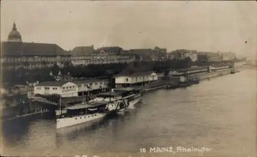 Ak Mainz in Rheinland Pfalz, Rheinufer, Rheindampfer