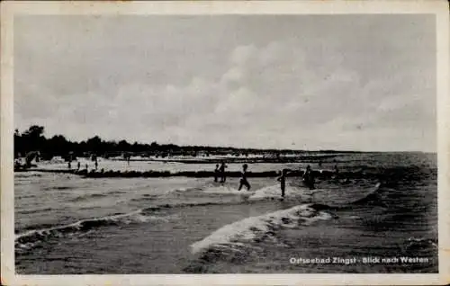 Ak Ostseebad Zingst, Strand, Blick nach Westen