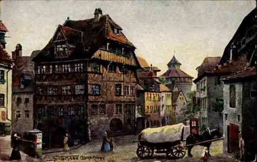 Künstler Ak Sollmann, Nürnberg Mittelfranken, Albrecht Dürer Haus, Kutsche