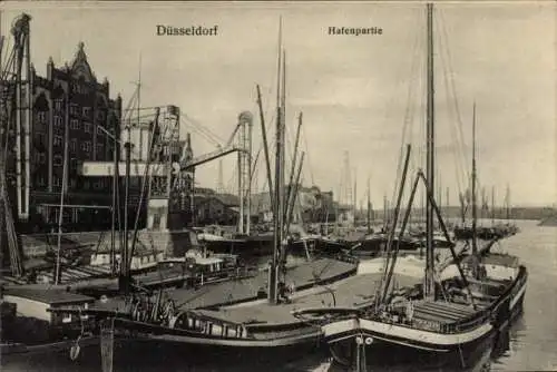 Ak Düsseldorf am Rhein, Hafenpartie