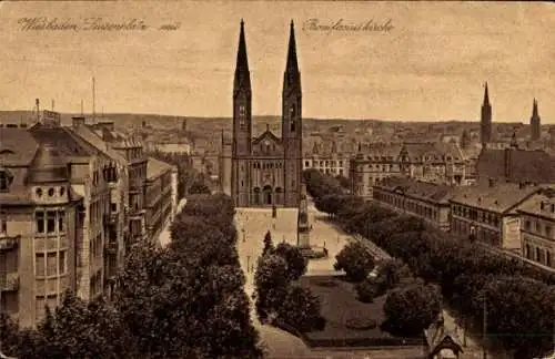 Ak Wiesbaden in Hessen, Luisenplatz, Bonifaciuskirche