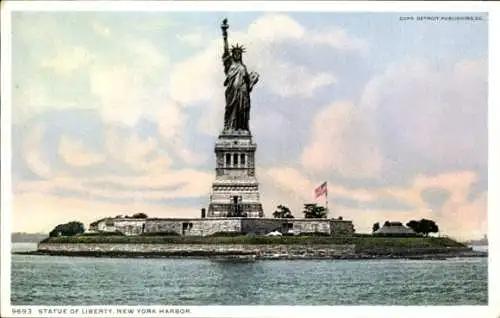 Ak New York City USA, Freiheitsstatue, Hafen