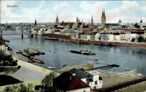 Ak Hansestadt Bremen, Weser, Teilansicht