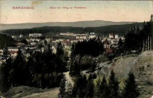 Ak Mariánské Lázně Marienbad Region Karlsbad, Blick vom Weg zur Forstwarte