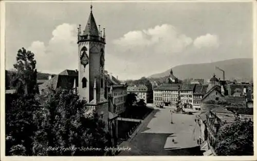 Ak Teplice Teplitz Schönau Reg. Aussig, Blick auf den Schlossplatz