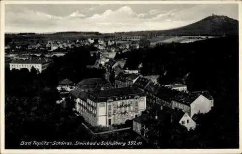 Künstler Ak Teplice Teplitz Schönau Region Aussig, Steinbad und Schlossberg