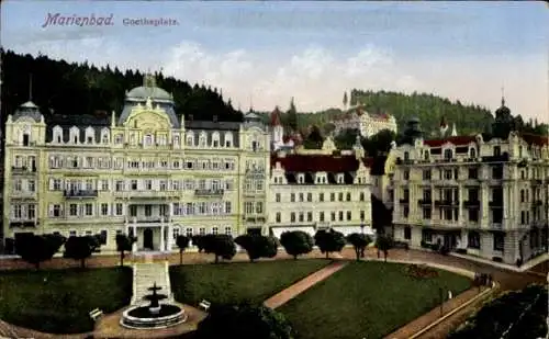 Ak Mariánské Lázně Marienbad Region Karlsbad, Goetheplatz