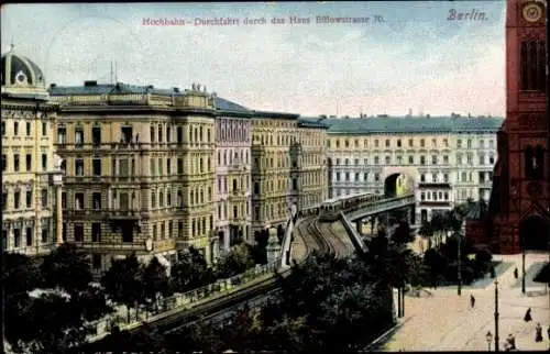 Ak Berlin Schöneberg, Hochbahn Durchfahrt Bülowstr. 70