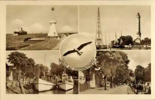 Ak Chorzelin Osternothafen Świnoujście Swinemünde Pommern, Leuchtturm, Mole, Boote