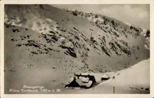 Ak Karpacz Krummhübel Riesengebirge Schlesien, Kleine Teichbaude, Schronisko Samotnia, Schnee