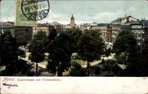 Ak Mainz am Rhein, Kaiserstraße mit Christuskirche