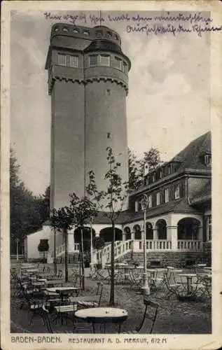 Ak Baden Baden am Schwarzwald, Restaurant a. d. Merkur, Turm