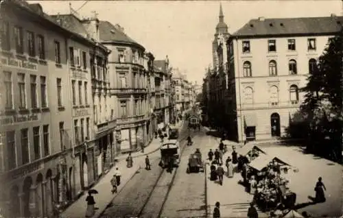 Foto Ak Hansestadt Bremen, Obernstraße, Straßenbahn, Geschäfte