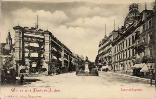 Ak Baden Baden am Schwarzwald, Leopoldsplatz, Hotel Victoria