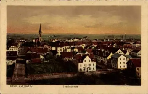 Ak Kehl am Rhein, Totalansicht der Stadt, Kirchturm