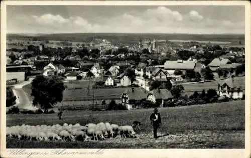 Ak Villingen im Schwarzwald, Gesamtansicht, Schafherde