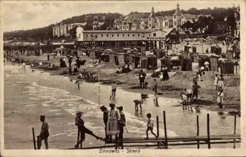 Ak Ostseebad Zinnowitz auf Usedom, Strand, Teilansicht