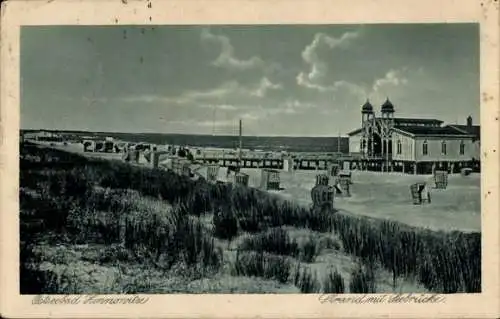 Ak Ostseebad Zinnowitz auf Usedom, Strand, Seebrücke