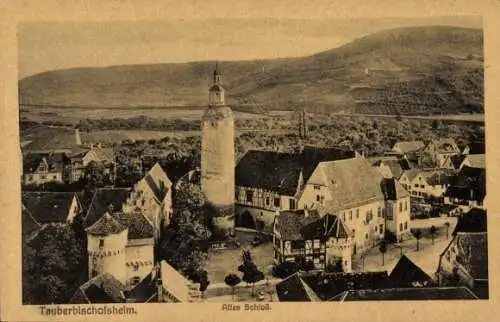 Ak Tauberbischofsheim in Baden, Gesamtansicht, Altes Schloss