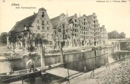 Ak Hansestadt Lübeck, Alte Travenspeicher