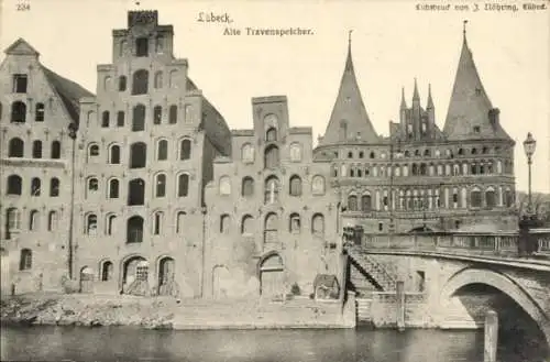 Ak Hansestadt Lübeck, Alte Travenspeicher