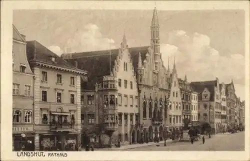 Ak Landshut in Niederbayern, Rathaus, Teilansicht