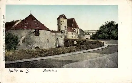 Ak Halle an der Saale, Moritzburg, Zufahrt zur Burg